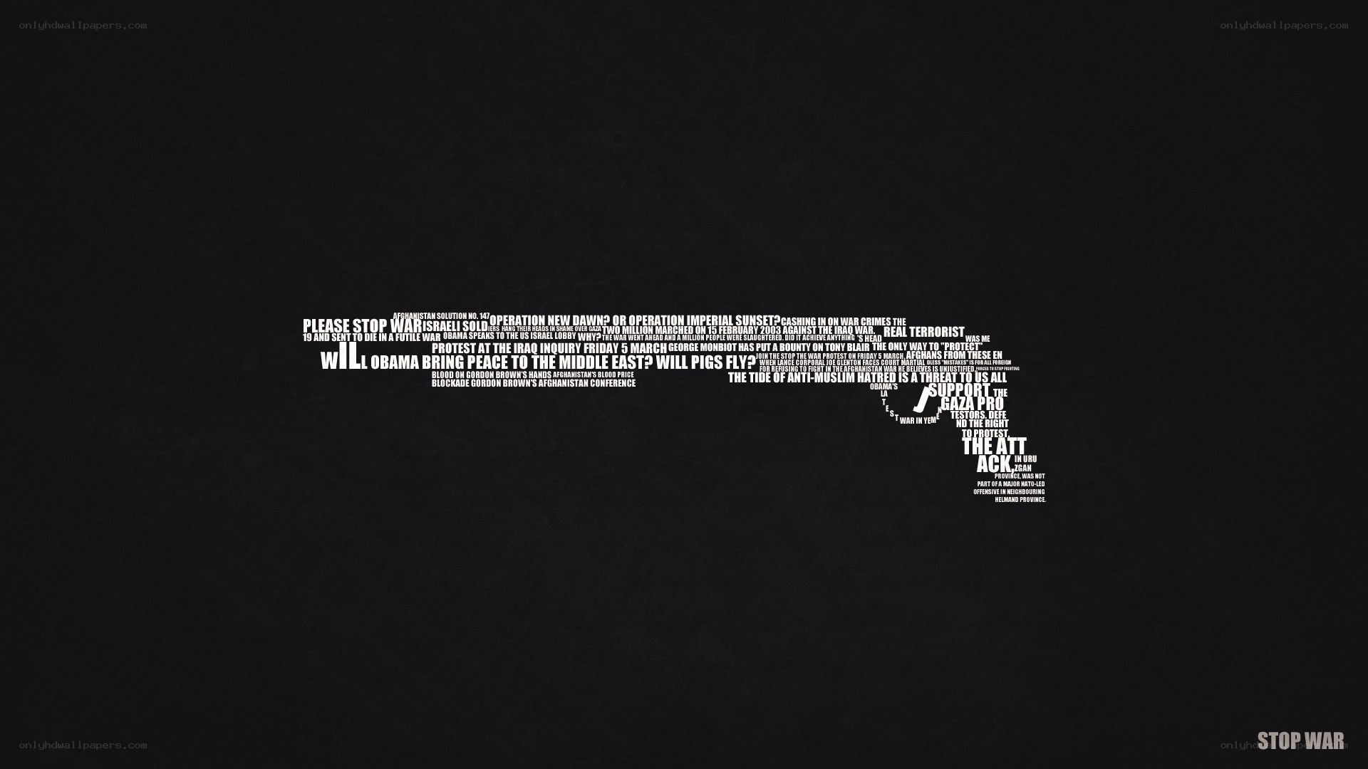 Anti-war protest text art