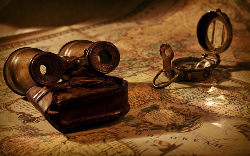 Antique Binoculars and Compass