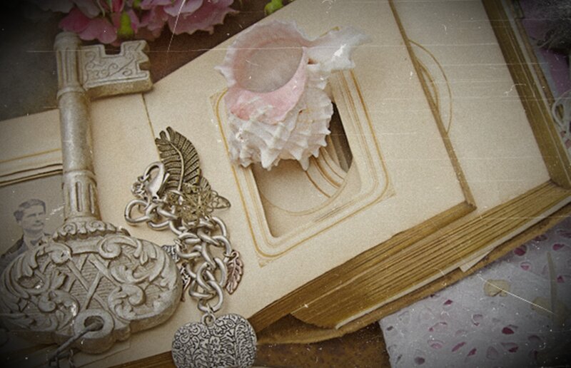 Antique Book with Trinkets