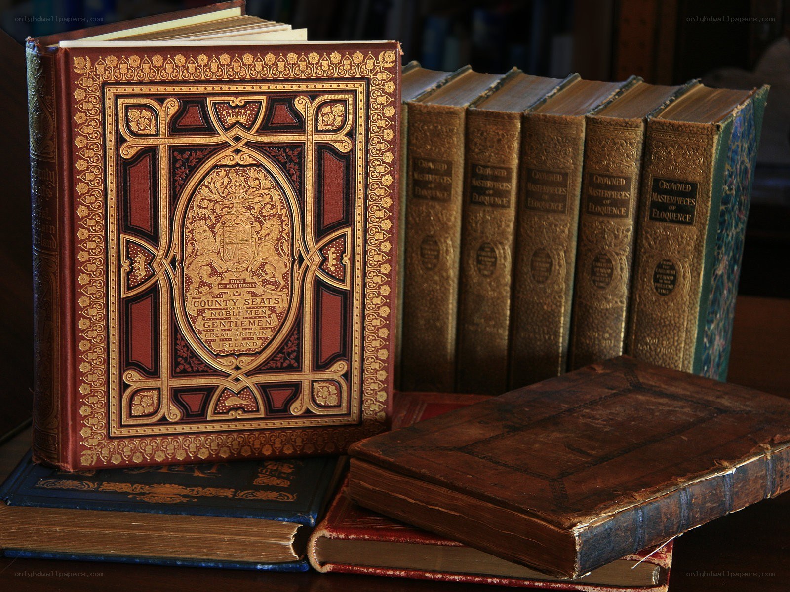antique books on a table