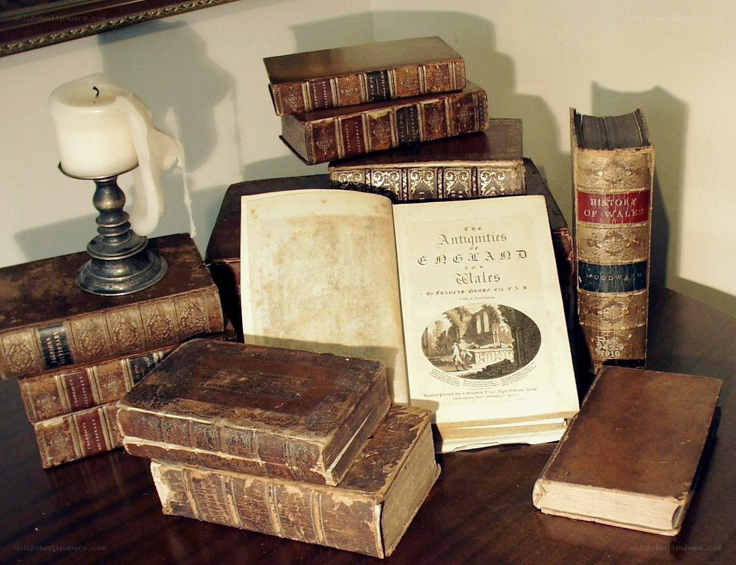 antique books on a table