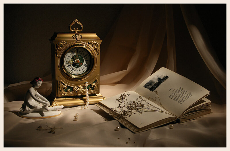Antique Clock and Book