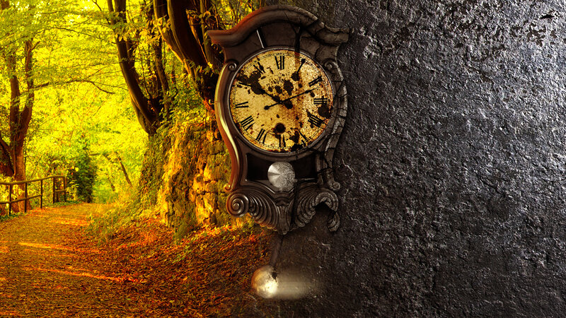 Antique Clock on Stone Wall