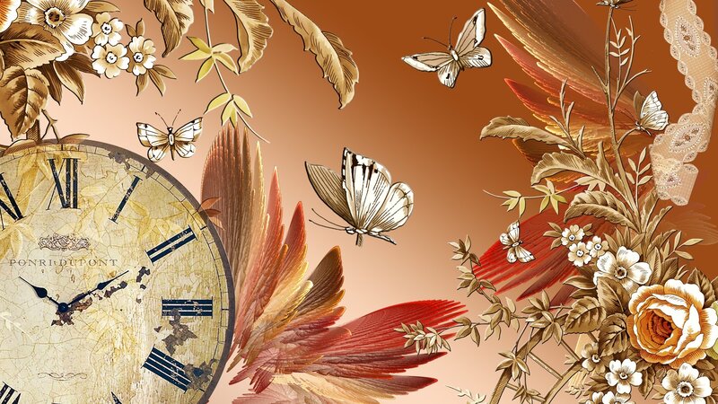 Antique Clock with Butterflies