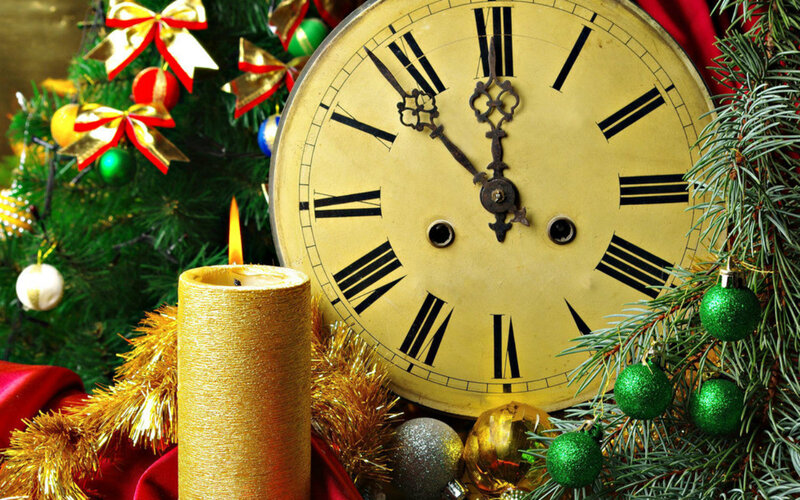 Antique Clock with Christmas Decorations