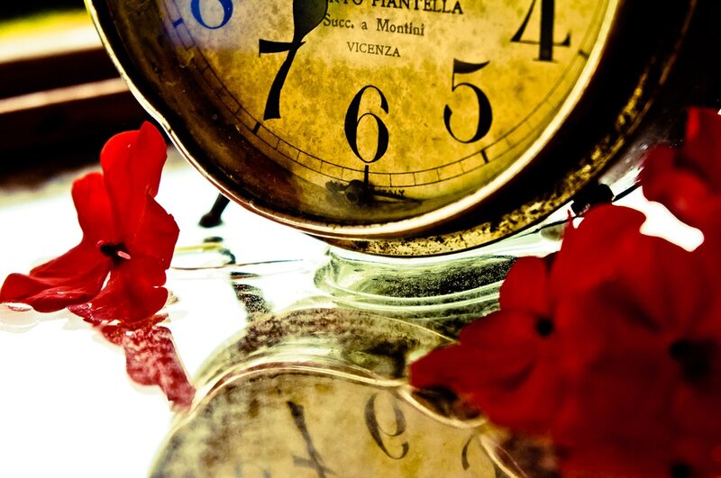 Antique Clock with Flowers