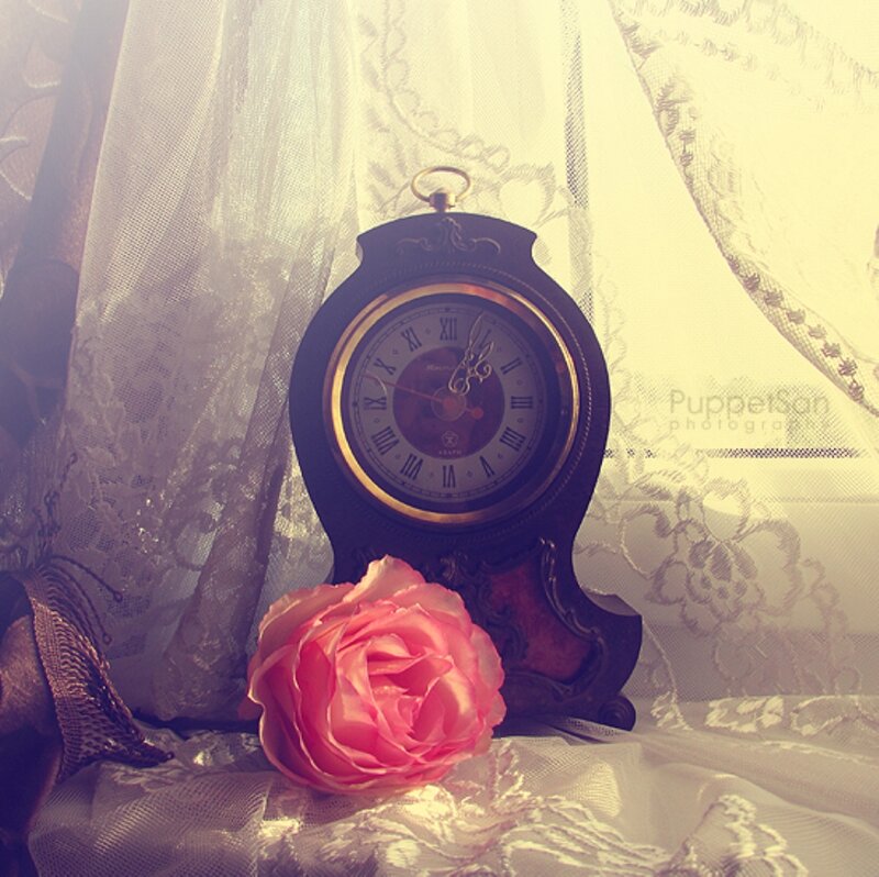 Antique Clock with Rose