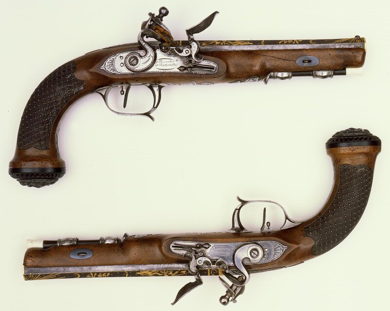 Antique flintlock pistols