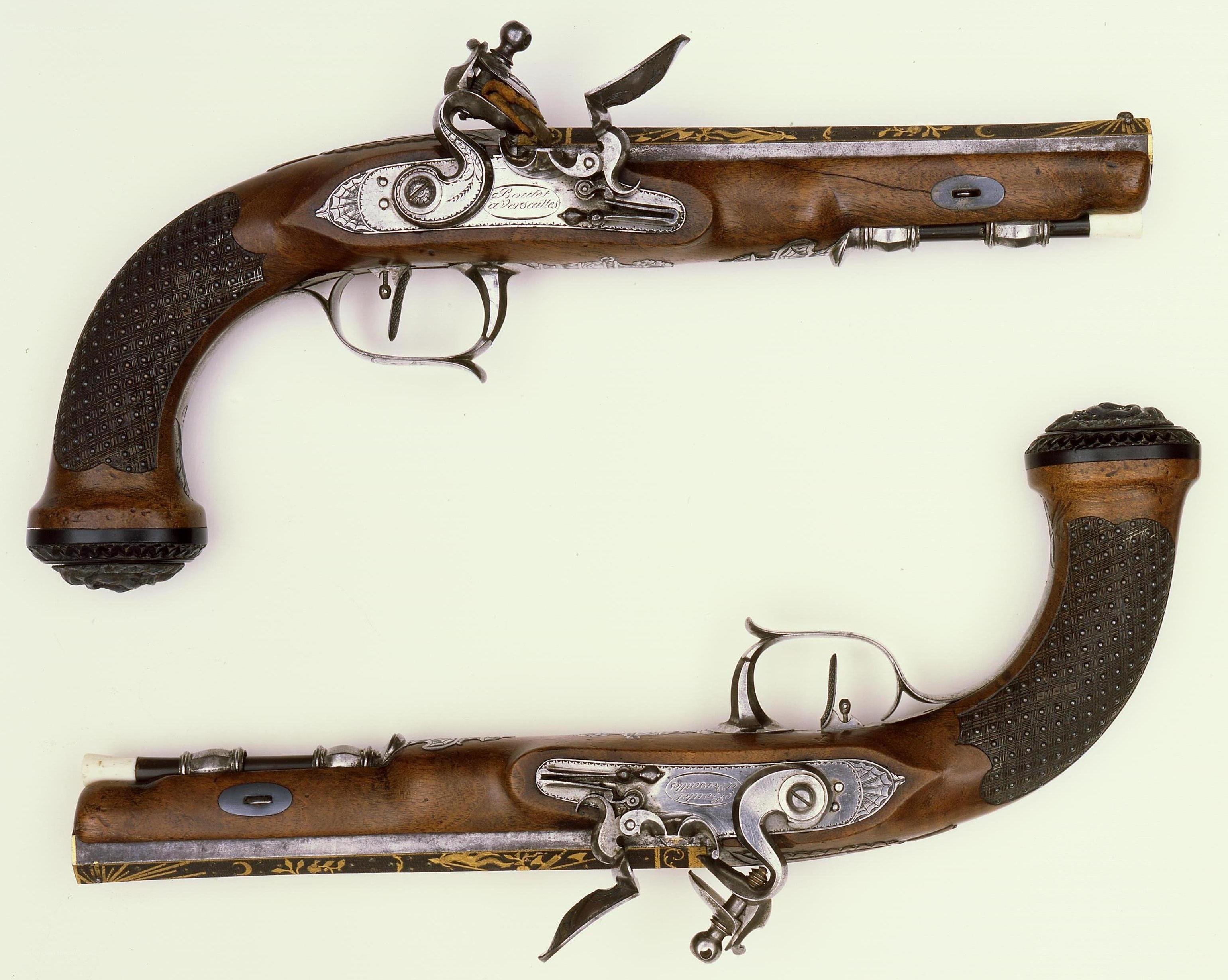 Antique flintlock pistols