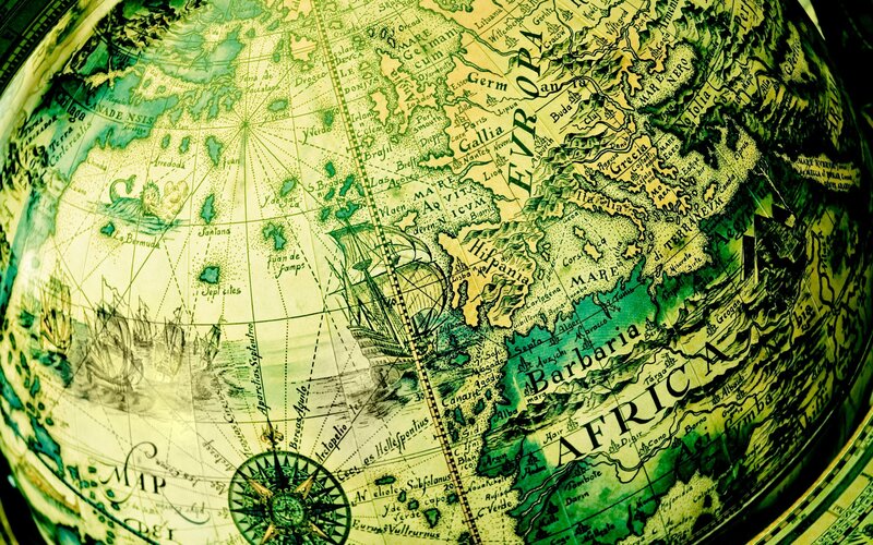 Antique Globe Map — Green