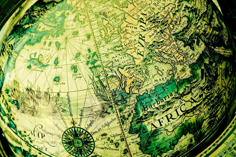 antique globe map of europe and africa