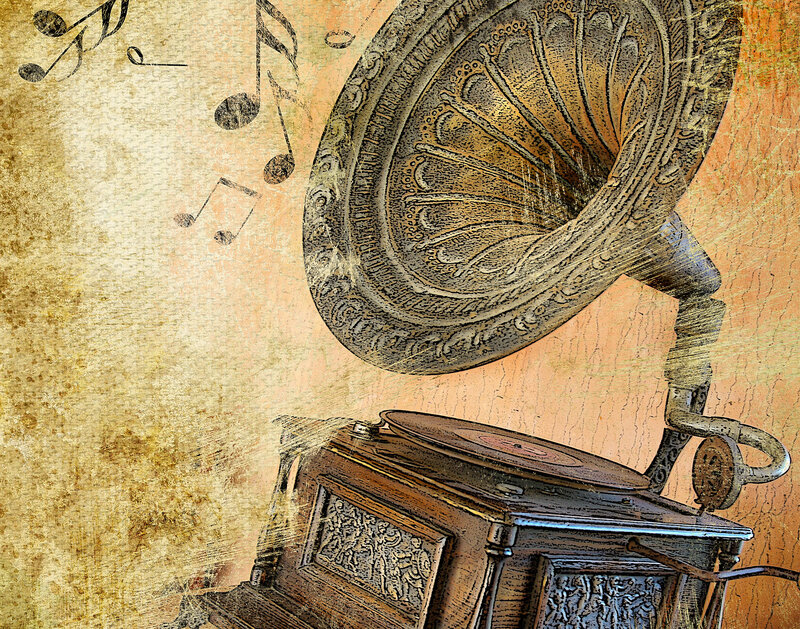 Antique Gramophone — Brown