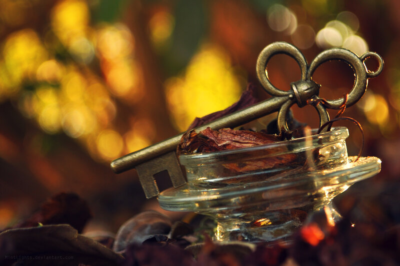 Antique Key in Glass Dish