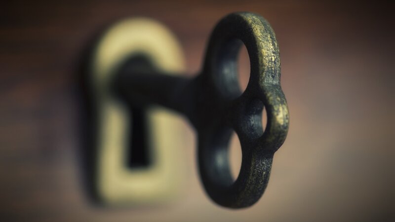 Antique Key in Lock — Brown