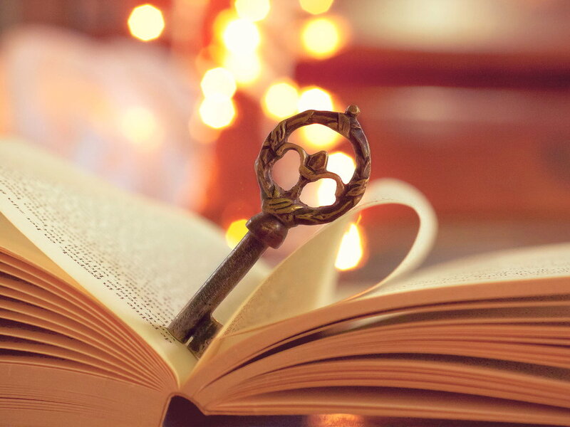 Antique Key on Book — Brown