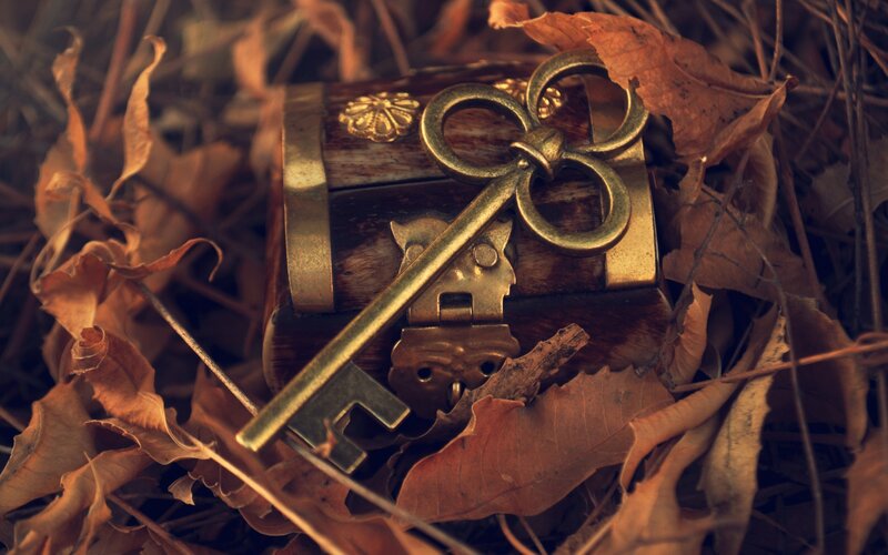 Antique Key on Chest — Brown