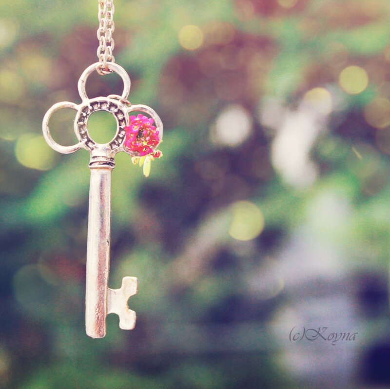 Antique Key with Flower