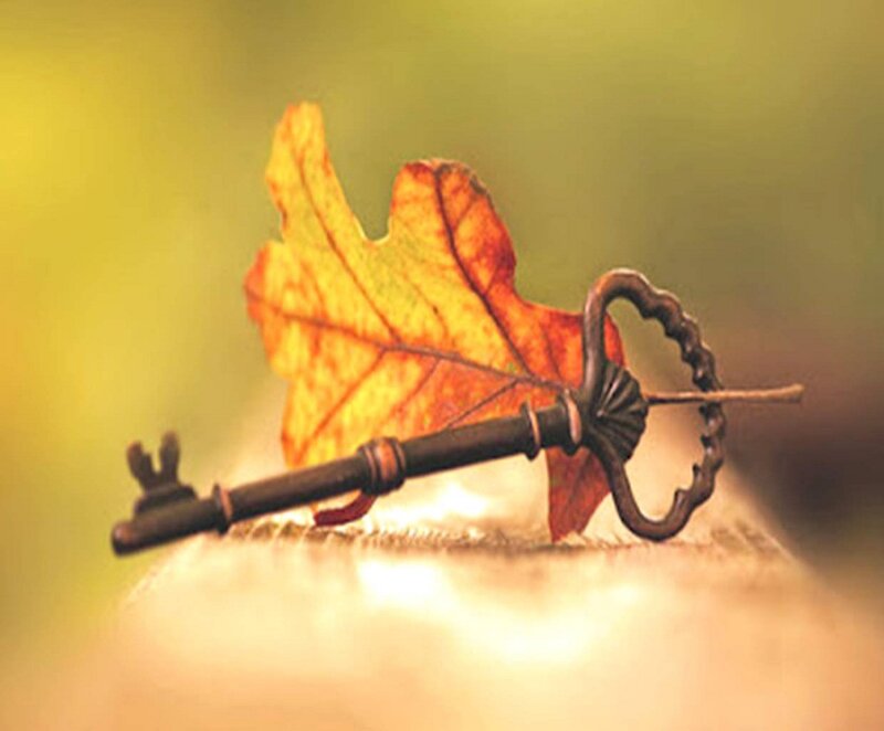 Antique Key with Leaf