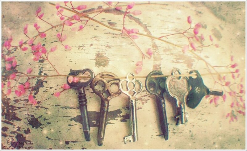 Antique Keys on Wood