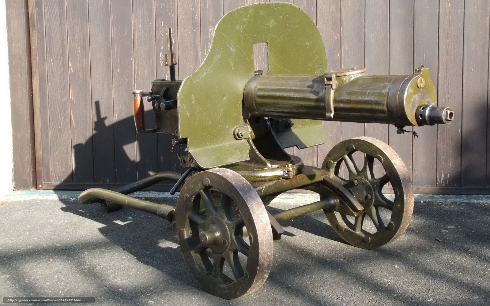 antique machine gun on carriage
