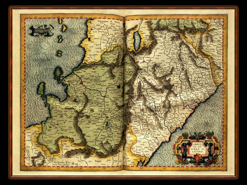 Antique Map of Italy — Brown, Historical