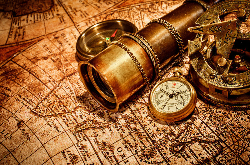Antique Navigation Tools — Brown, Historical, Photograph