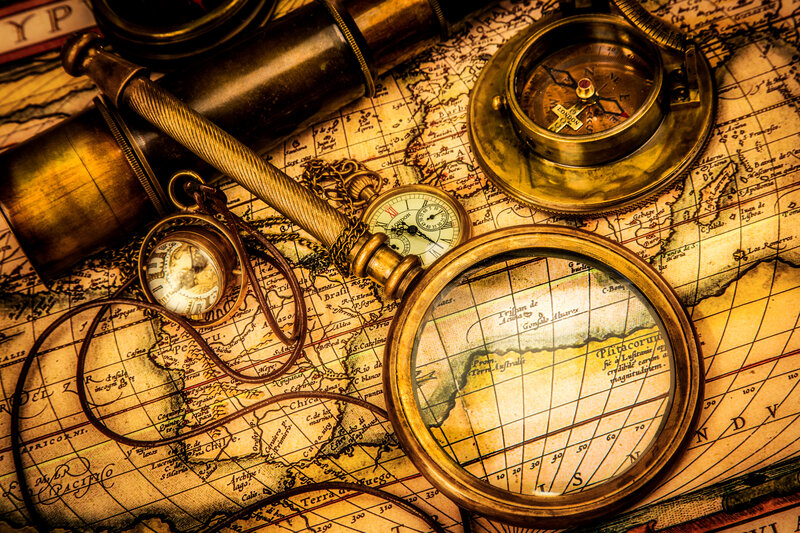 Antique Navigation Tools — Brown, Historical