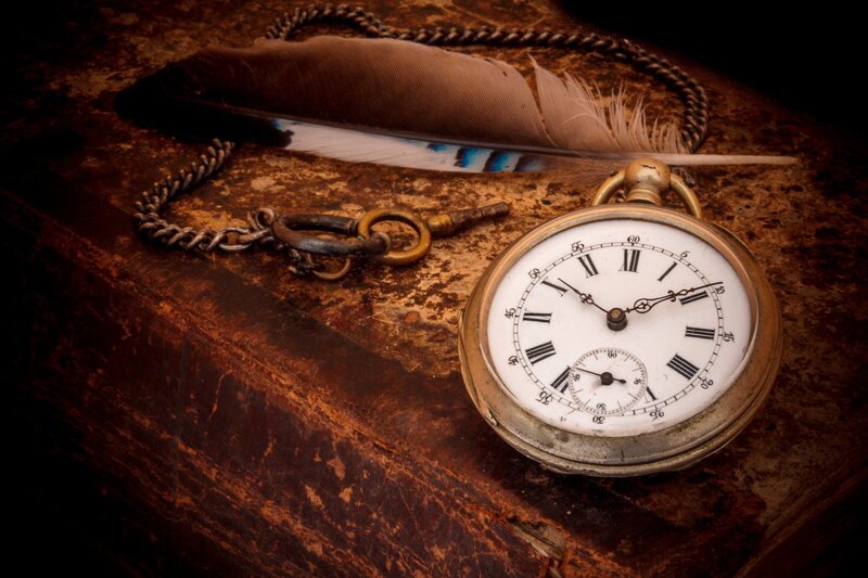 Antique Pocket Watch — Brown, Dramatic, Photograph