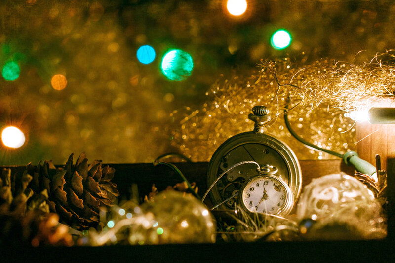 Antique Pocket Watch — Gold, Festive