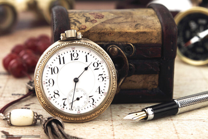 Antique Pocket Watch — Gold, Nostalgic, Photograph, Compass
