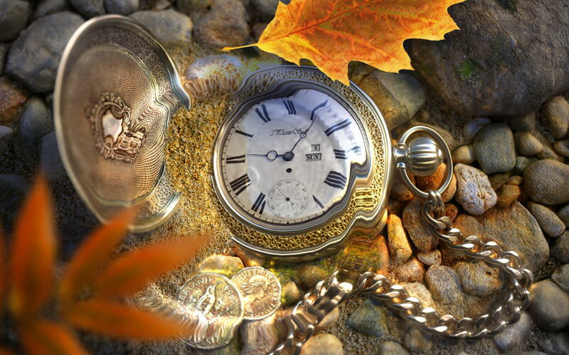 Antique Pocket Watch — Gold, Serene, Autumn