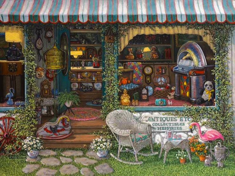 Antique Shop Storefront — Green