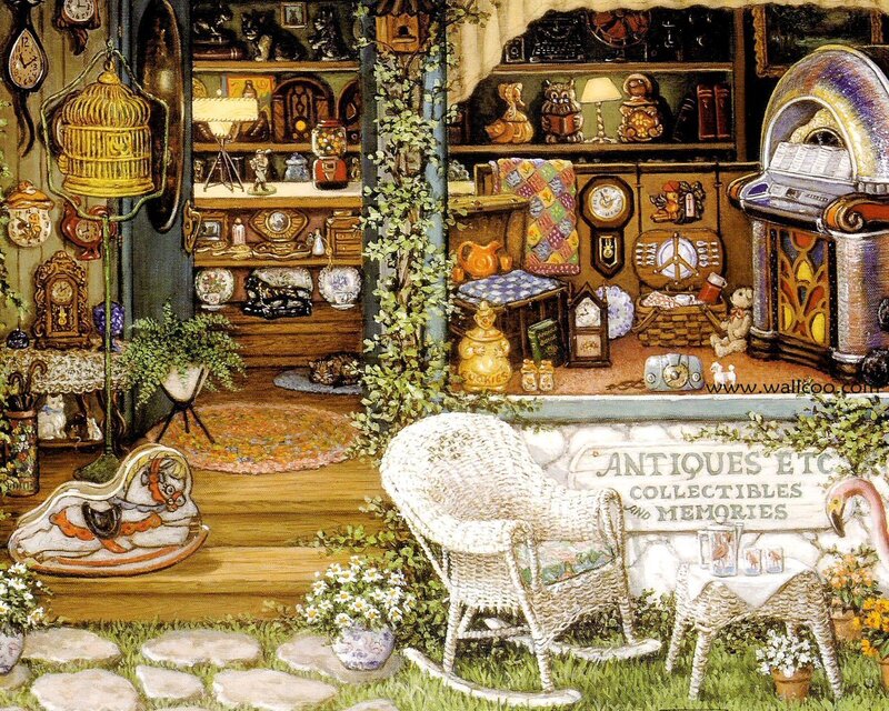 Antique shop with collectibles
