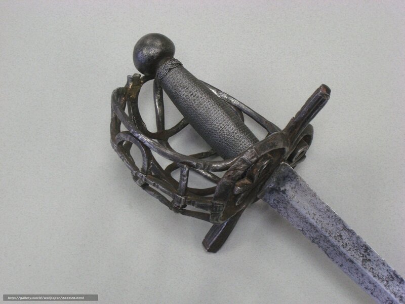 antique sword with basket hilt