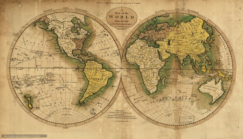 Antique World Map — Beige, Historical