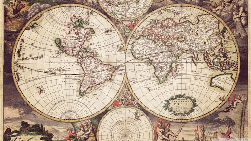 Antique World Map — Beige