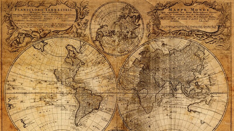 Antique World Map — Brown