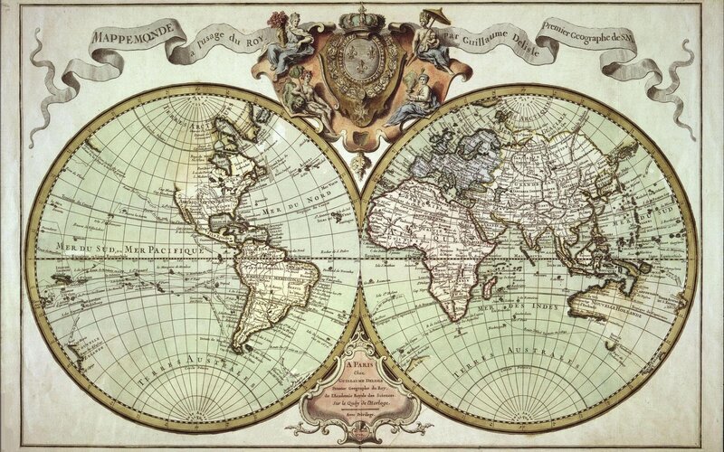 Antique World Map — Green, Formal