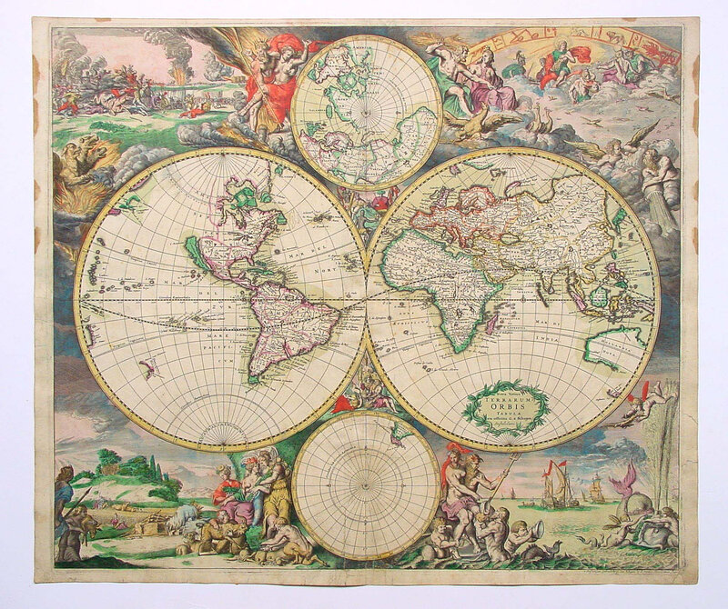 Antique World Map — Green