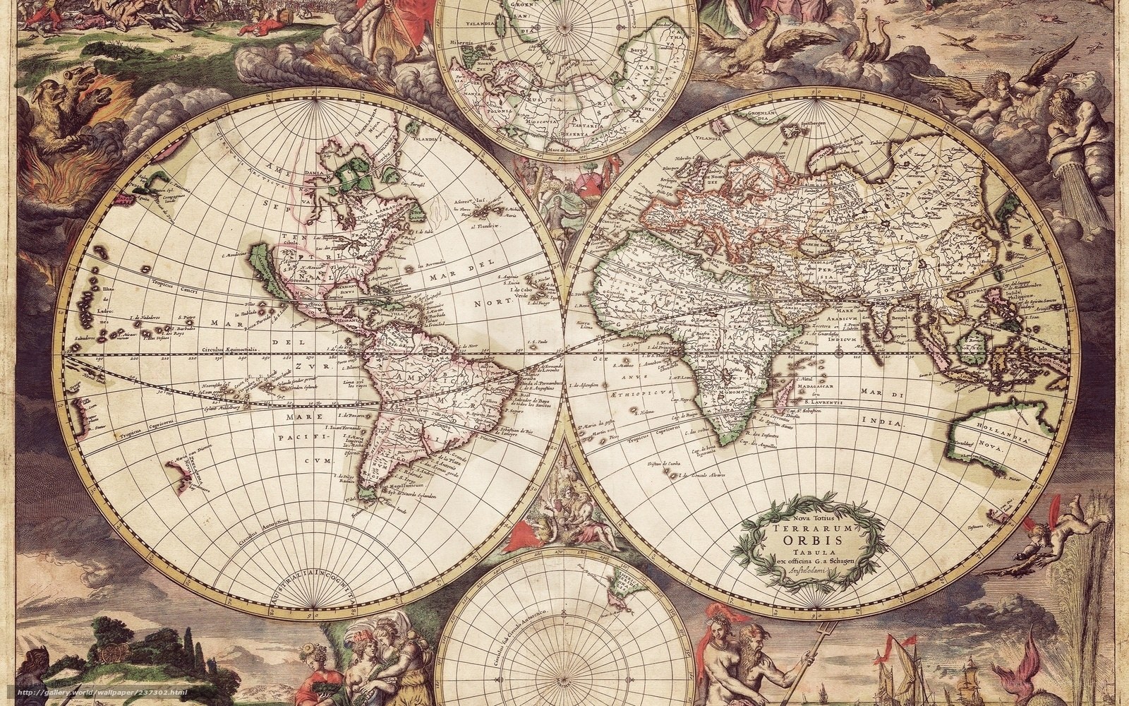 Antique world map illustration