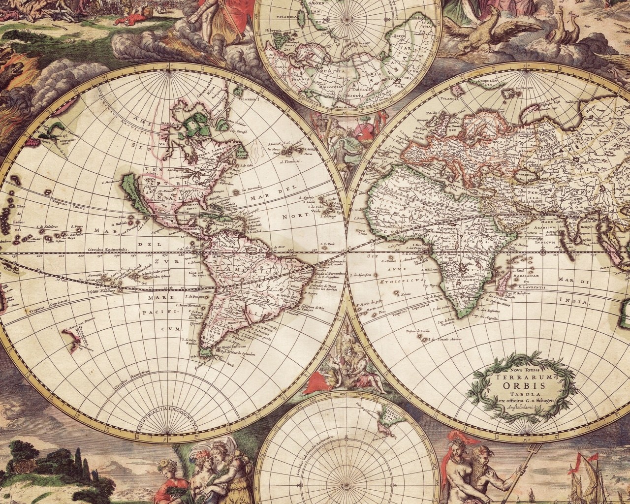 Antique world map illustration