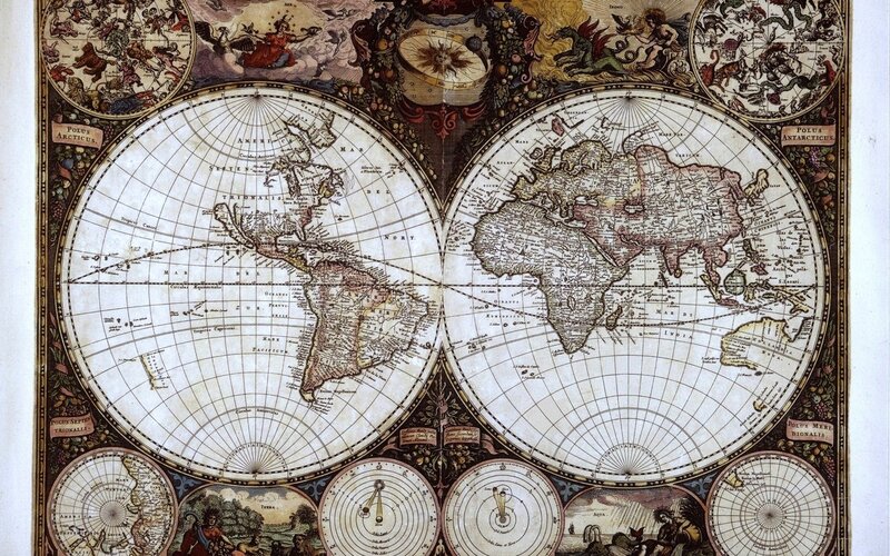 Antique World Map — White