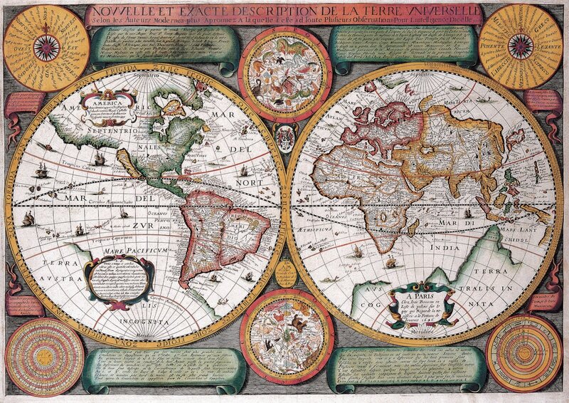 Antique World Map — Yellow