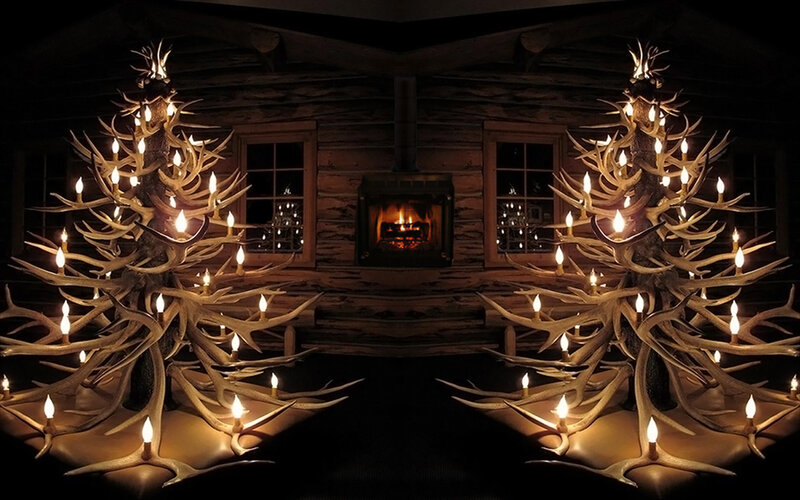 Antler Chandeliers in Cabin