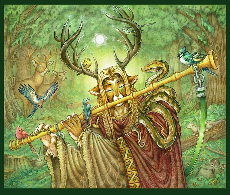 Antlered Figure in Forest