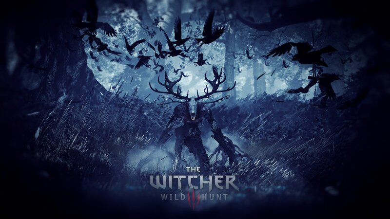 Antlered Monster in Forest — Blue