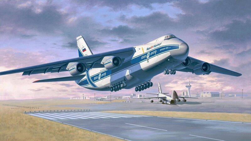 Antonov An-124 Aircraft — Blue, Dramatic, Sunset