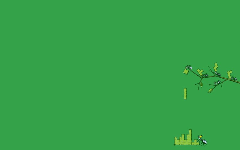 Ants Carrying Leaves — Green, Calm