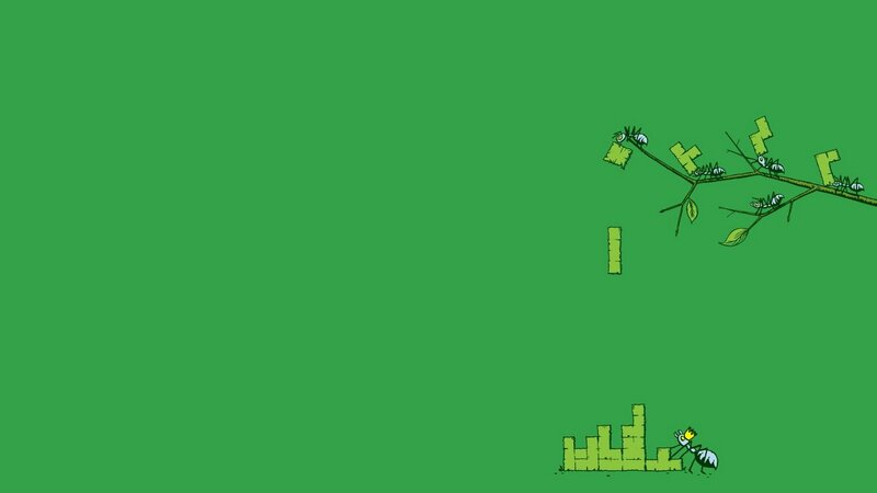 Ants on a Branch — Green, Calm, Illustration