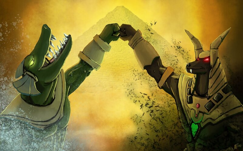 Anubis and Sobek fist bump